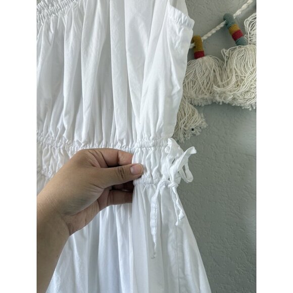 Faithfull The Brand La Oro Smock One Shoulder White Midi Dress Poplin Coastal 4 - Picture 8 of 11